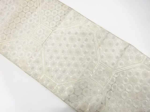 JAPANESE KIMONO / ANTIQUE FUKURO OBI / SILK / WOVEN KIKU